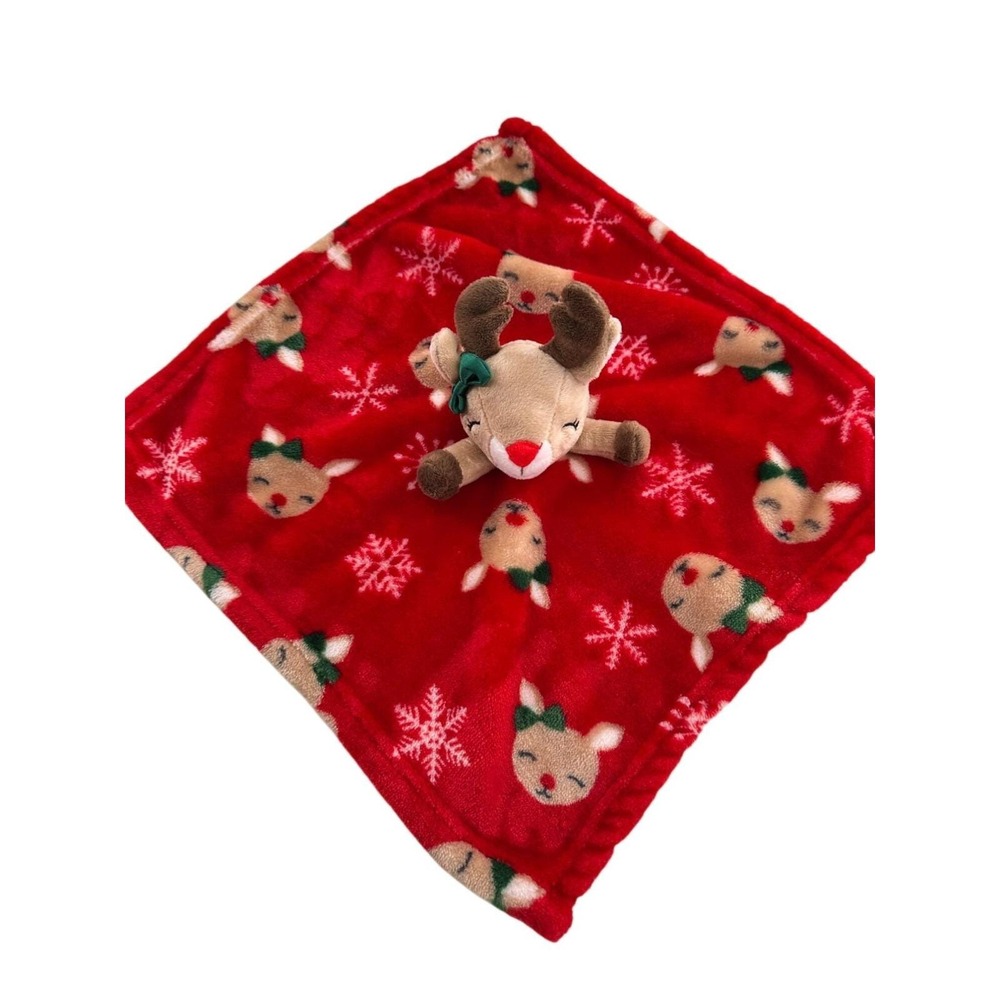 HB‎ Rudolph Red Plush Baby Lovey Security Blanket Reindeer 14" Christmas Holiday